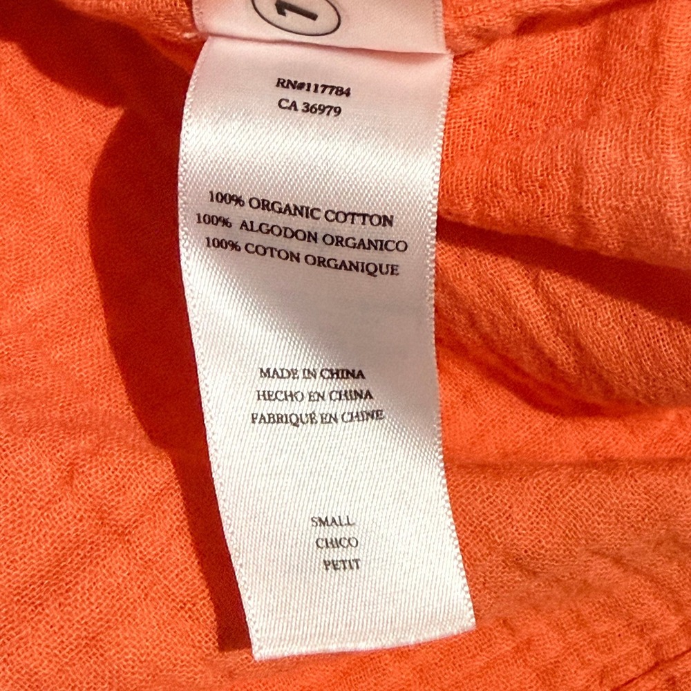 Rails Noelle Dress Women Small Orange Gauze Organic Cotton Tiered Mini Belted - Picture 7 of 13